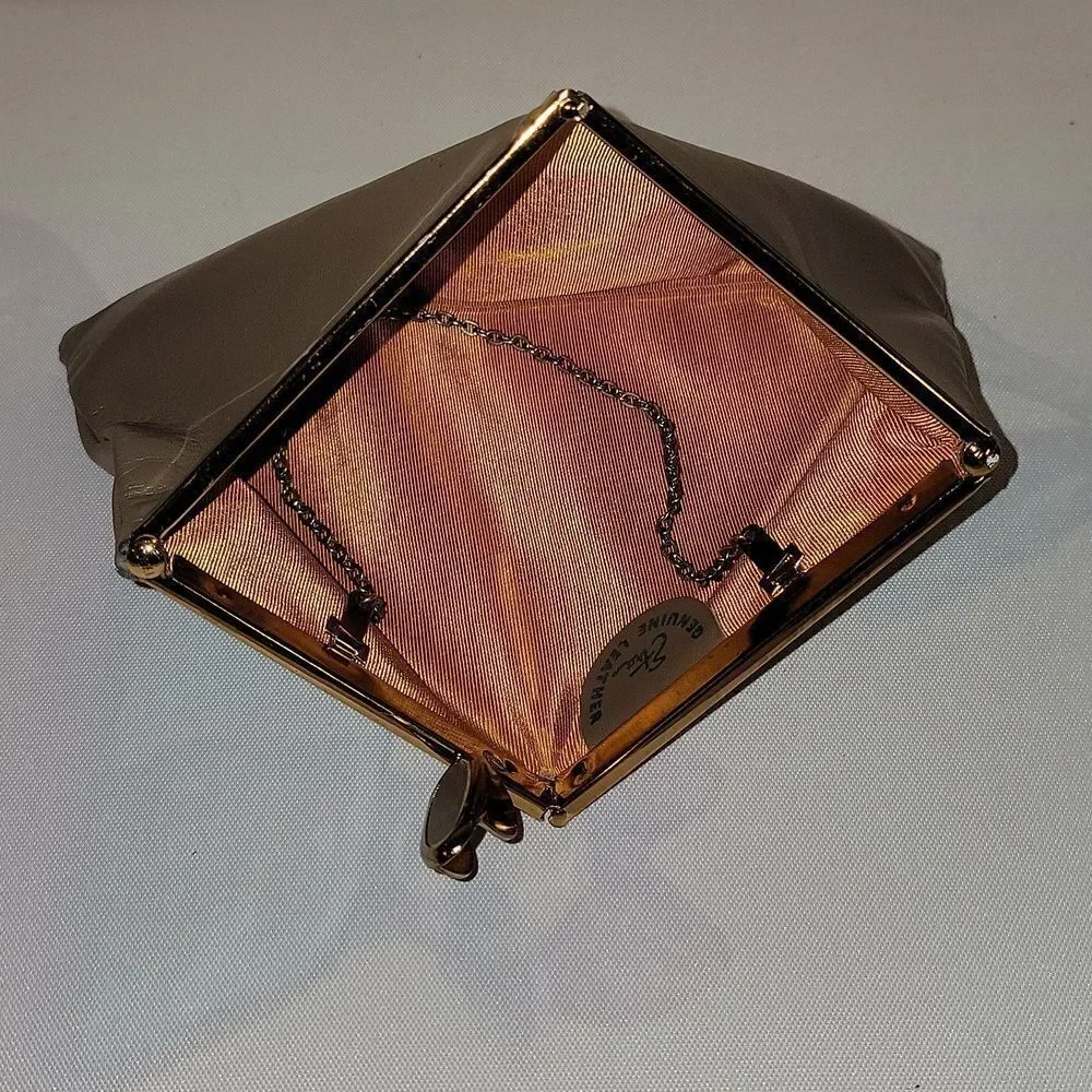 Etra Leather Clutch Handbag Vintage 1950s Taupe